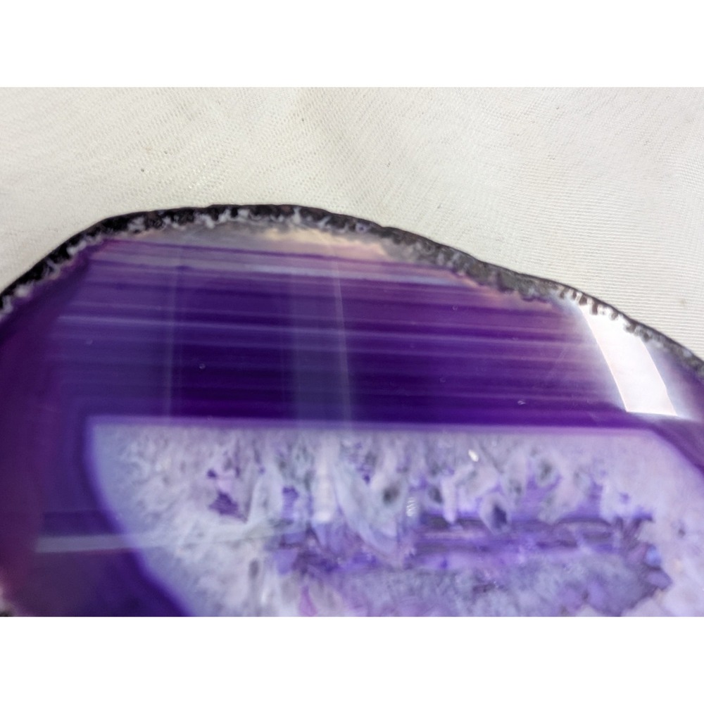 Raw Edge Purple Agate Slice Belt Buckle | Whimsigoth Rockhound Crystal Jewelry - Picture 5 of 6